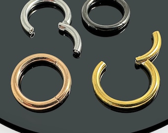 G23 Grade Titanium Segment Clicker Ring Heavy Gauge 12G - Titanium/Gold/Rose Gold/Black PVD 8mm/10mm/12mm Minimalist Nose Septum Ring Hinged