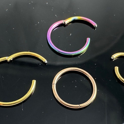Anneau clicker segment classique en titane de qualité G23 - 20 g (0,8 mm) - Disponible en titane, or, or rose PVD noir et finition anodisée arc-en-ciel