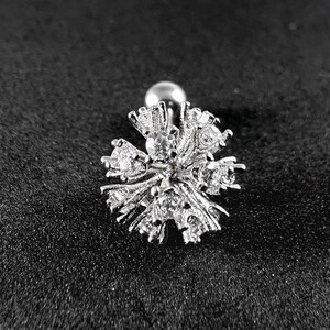 CZ Jewelled Dandelion Tragus, Helix & Cartilage Stud | 316L Surgical Steel | 16G (1.2mm) | Elegant Piercing Jewellery | Gift For Her