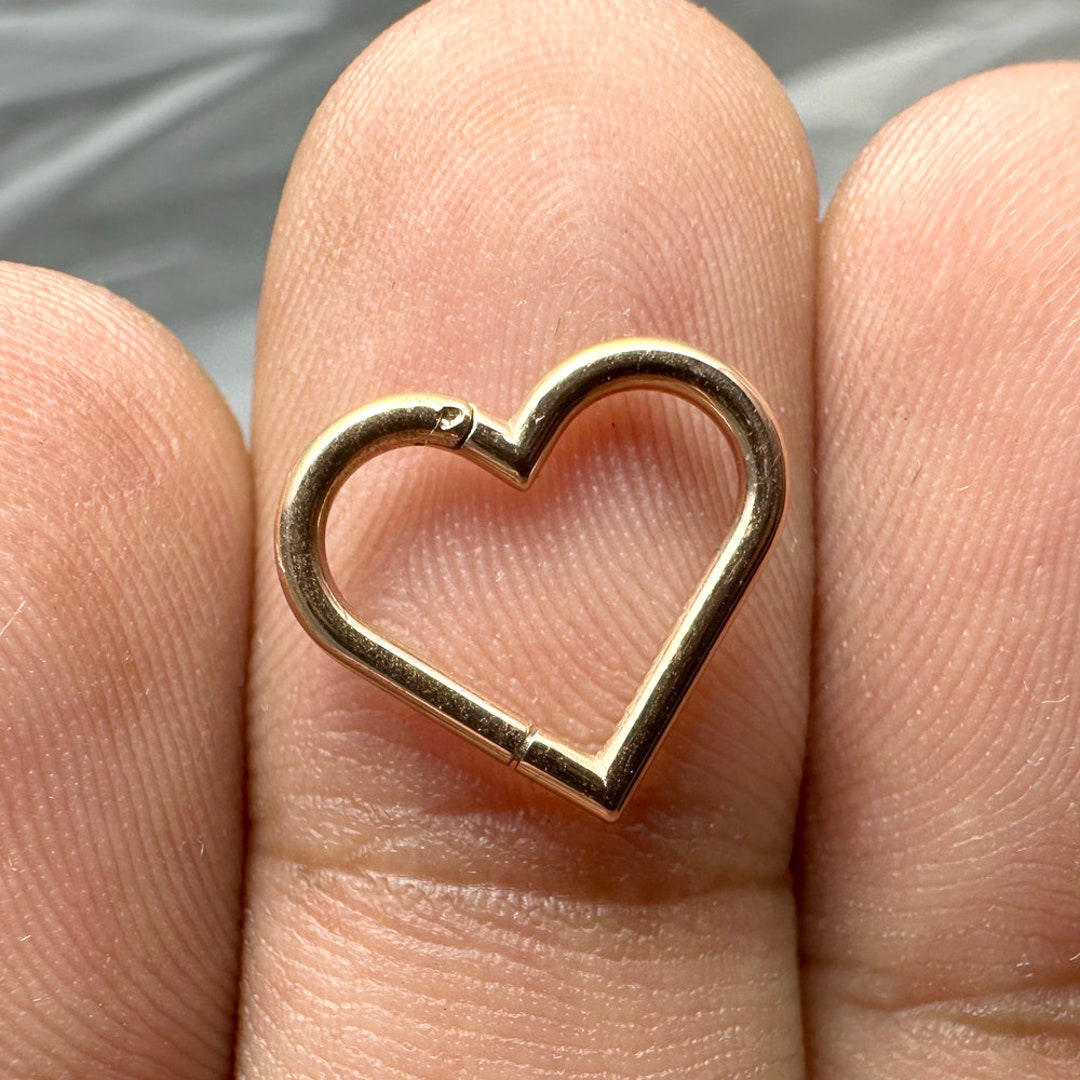 Heart Shaped Septum Clicker Ring Surgical Steel - 16G Hinged