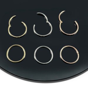 Gold Segment Clicker Ring - 9K/14K Solid Yellow/White/Rose Gold - 20G 0.8mm  - Handmade Thin Sleeper Earrings - Minimalist Hoops Single Pc.