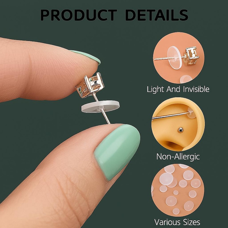Discos de cicatrización para piercings esterilizados con óxido de etileno (EO) / TPE suave y transparente de grado médico / 3 mm, 5 mm, 6 mm / Estériles con óxido de etileno / Silicona suave y transparente imagen 4