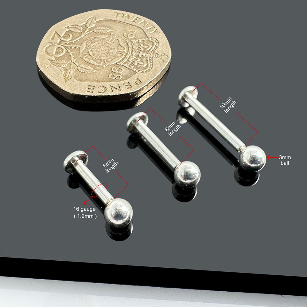 925 Sterling Silver Vertical Labret Stud Internally Threaded