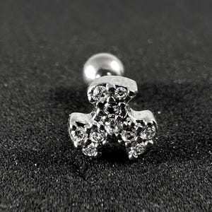 CZ Jewelled Biohazard Sign Tragus, Helix & Cartilage Stud | 316L Surgical Steel | 16G (1.2mm) | Elegant Piercing Jewellery | Gift For Her