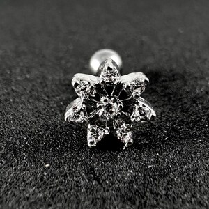 CZ Jewelled Flower Tragus, Helix & Cartilage Stud | 316L Surgical Steel | 16G (1.2mm) | Elegant Piercing Jewellery | Gift For Her