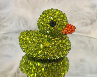 Olive Green Rhinestone Rubber Duck, Truck Accessories, Car Accessories, Ducking, Cruise Duck, Unique gift, Bedazzeled Duck, Diamond Duck