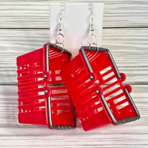 Shopping Cart Earrings, Statement Earrings, Cloud Novelty, Unique Gift, Novelty Earrings, Under 20, Miniatures