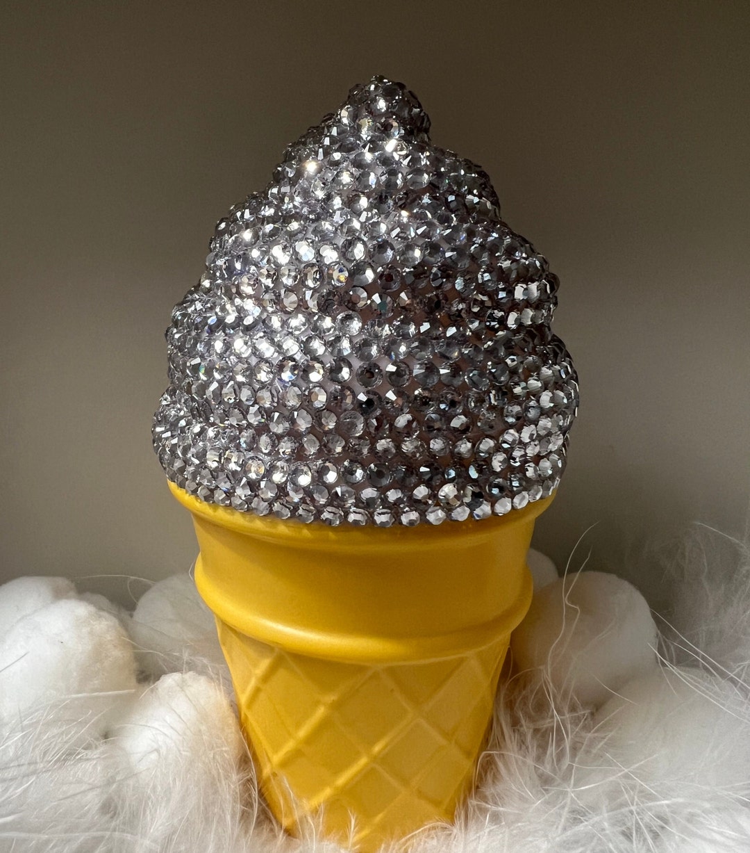 Silver Rhinestone Ice Cream Cone Light, Night Light, Chocolate Lovers