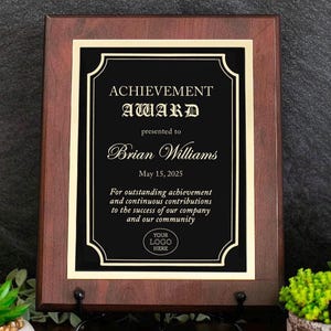 ENGRAVED Award Recognition Plaque, Corporate Retirement, Sales or Years of Service Gift, Lifetime Achievement Appreciation Custom Award