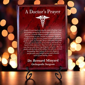 Doctor's Prayer Plaque, Physician Gift, Med School Graduation, MD Office Decor, Personalized Doctor Sign, Medical Profession Inspirational