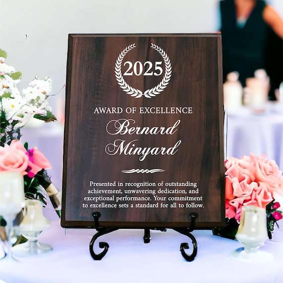 Award of Excellence Plaque | Personalized Award Plaque | Achievement Recognition Gift | Employee Appreciation Award | Custom Printed Plaque
