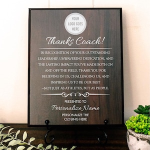 Premio de agradecimiento al entrenador Deportes universitarios Placa de reconocimiento al maestro de la escuela secundaria Banquete de premios Regalo personalizado Agradecido por el servicio