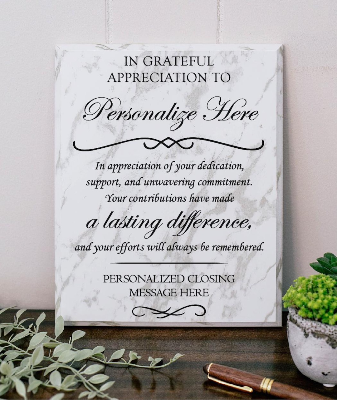 Grateful Appreciation Wooden Plaque Gift Present Personalized Thank You ...