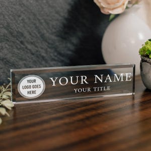 Personalized Glass Nameplate For Office Use Your Own Logo Custom Name Plate Desk Decor Coworker Gift Ideas Grad Present