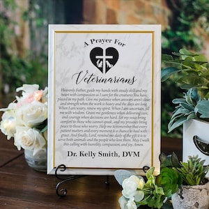 Veterinarian's Prayer Plaque, DVM Grad Gift, Vet School Graduation Gift, Christian Office or Clinic Decor, Animal Dr Thank You Sign