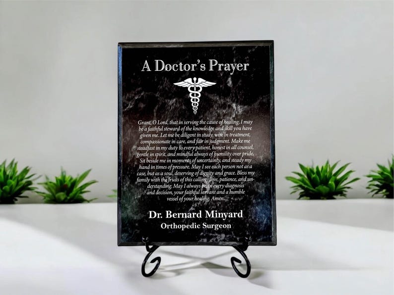 Doctor's Prayer Plaque, Physician Gift, Med School Graduation, MD Office Decor, Personalized Doctor Sign, Medical Profession Inspirational image 2