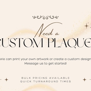 a wedding card with the words, need a custom plaque?