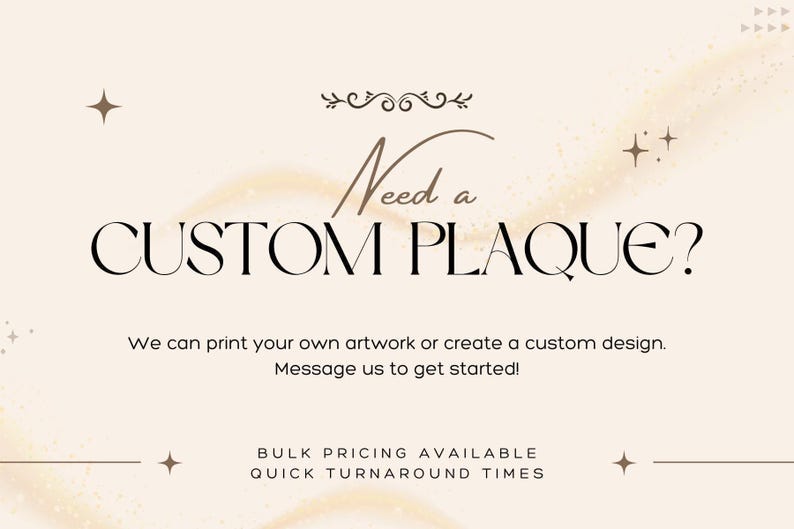 a wedding card with the words, need a custom plaque?