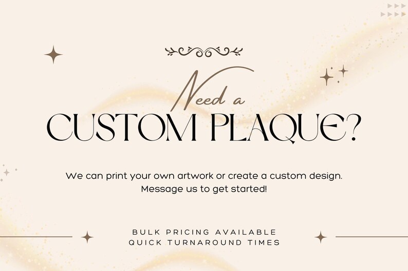 a wedding card with the words, need a custom plaque?