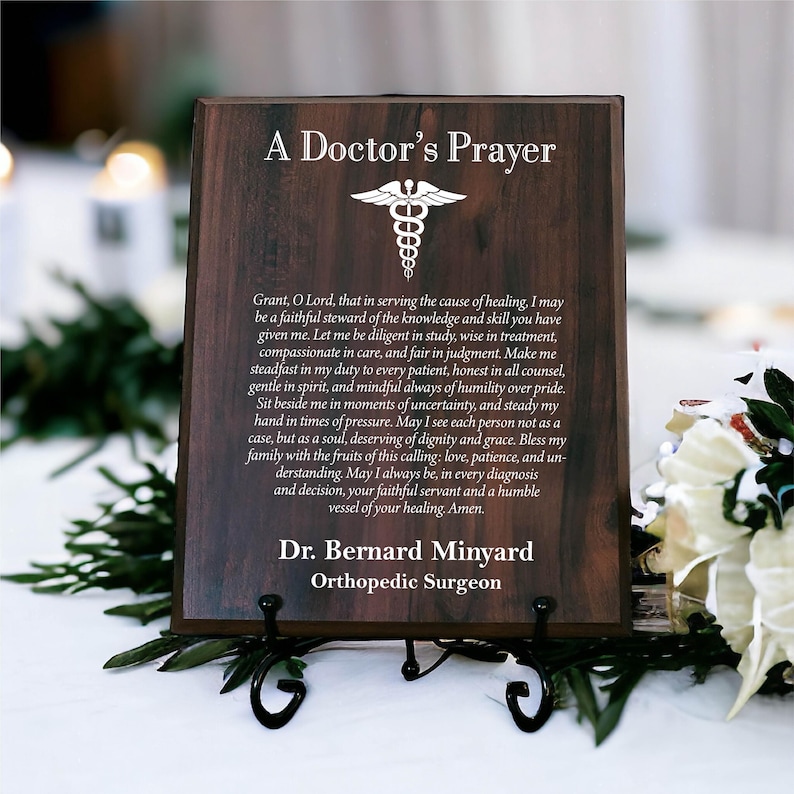 Doctor's Prayer Plaque, Physician Gift, Med School Graduation, MD Office Decor, Personalized Doctor Sign, Medical Profession Inspirational