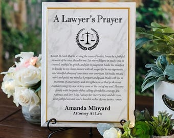 Lawyer's Prayer Plaque, Attorney Gift, Law School Graduation Gift, JD Office Decor, Personalized Lawyer Sign, Legal Profession Inspirational