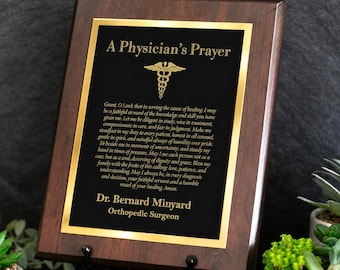 Placa grabada con la oración del médico, regalo para doctor, graduación de la facultad de medicina, decoración para consultorio médico.