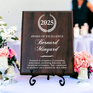Award of Excellence Plaque | Personalized Award Plaque | Achievement Recognition Gift | Employee Appreciation Award | Custom Engraved Plaque