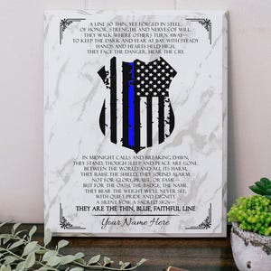 Police Officer Prayer for Policeman Policewoman Detective Back The Blue Shield First Responder Plaque Gift Station Decor Thin Blue Line