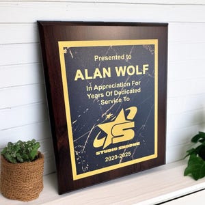 Years of Service Plaque | Employee Appreciation Gift | Custom Company Award | Work Anniversary Recognition | Personalized Thank You Plaque