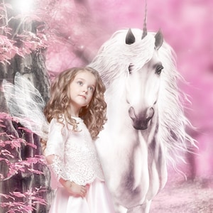 Digital Backgrounds, Unicorn Fantasy Backgrounds, Summer Backdrop, Spring Unicorn Background, Horse Backdrops, Enchanted FairyTale Backdrop