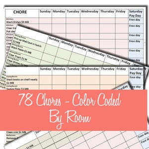 Teenage Chore Chart, Allowance Chart, Daily Chores, Edit Print Chore Chart, Mom Bucks, To Do List, Chore List, House Cleaning - Download