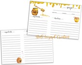 Recipe Card Printable, DIY Recipe Card, Honey Bee, Farmhouse Style, Recipe Cards