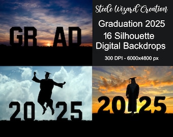 Fondos digitales para graduados, Fondos para graduados de 2025, Silueta de graduación de 2025, Clase de 2025, Fondo para graduados, Fotografía para graduados