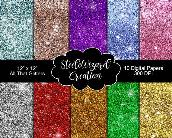 Chunky Glitter Digital Paper, Fine Glitter Paper, Planner Scrapbooking Digital Paper, Printable Craft Paper