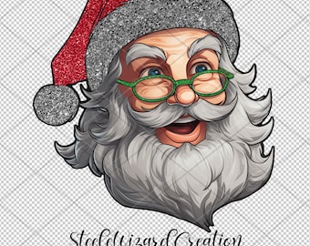 Santa PNG Navidad PNG Linda camisa de Navidad Diseño digital, Diseño de sublimación de brillo alegre Santa PNG Descarga digital transparente