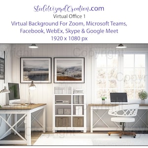 Virtual Background, Virtual Digital Backdrop, Zoom Google Meet Office Background, CottageCore Office Virtual Backdrop