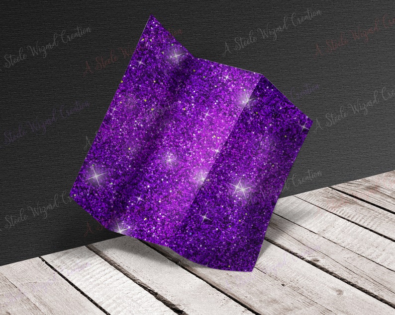 May include: A purple glitter background with sparkling highlights. The design is a vibrant, textured surface with a scattering of glitter particles and star-shaped accents. The overall effect is a shimmering, eye-catching design.