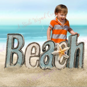 Summer Digital Backdrop, Beach Background, PNG Overlay, Summer Digital Background