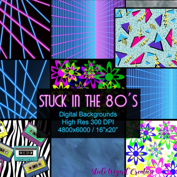 80's Digital Backgrounds, Laser Beam Digital Backdrops, 80s Party Background, Retro Neon Backgrounds, Old School, 1980's Retro Backdrops