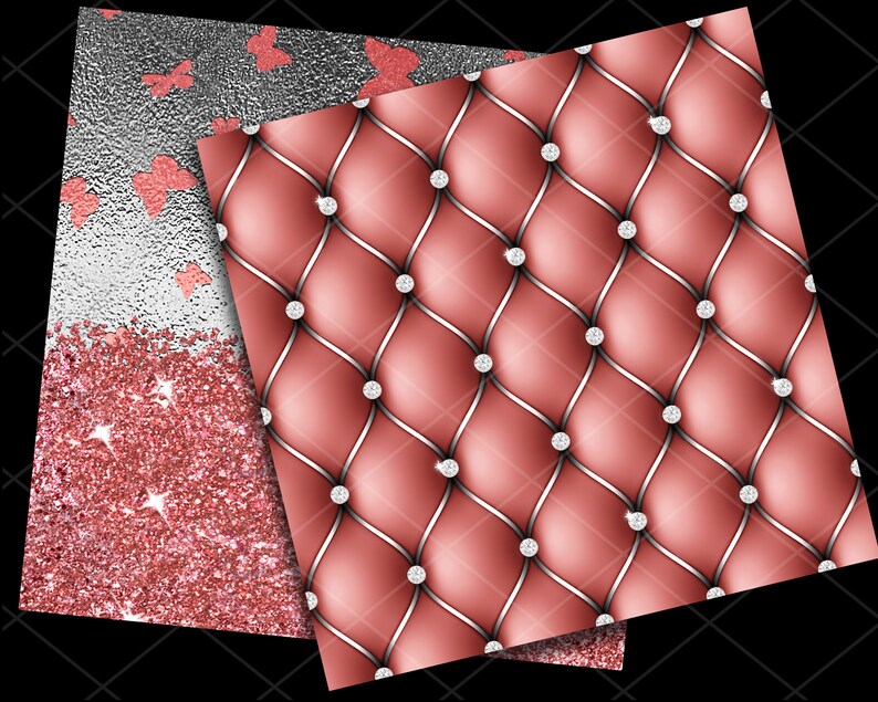 Pink Glam Digital Paper, Rose Gold Metallic Foil Seamless Glitter Paper ...