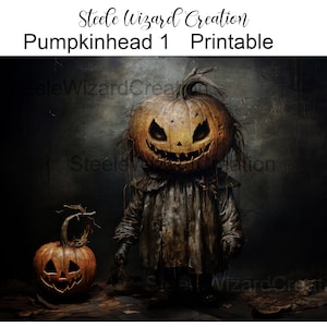 PRINTABLE Halloween Jack-o-lantern Scary Halloween Jack O'Lantern Pumpkin Head Print Digital Download Vintage Halloween Autumn Wall Decor