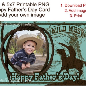 Father's Day Card, Download Print Card, Happy Father's Day, Fathers Day Gift, Western Cowboy Dad