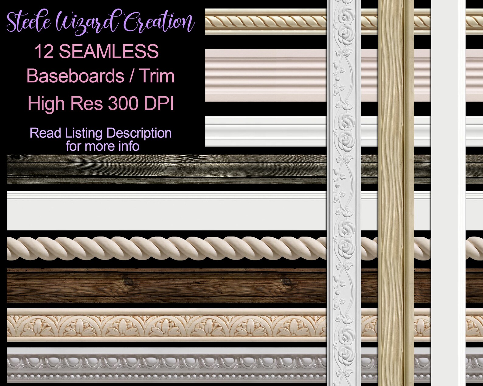 Baseboard Overlays, Baseboard Trim, Floor Board Clipart, Millwork ...