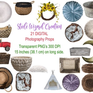 Photography Props, Digital Photo Overlays, Newborn Props, Clipart Overlays to create your own Digital Backdrops