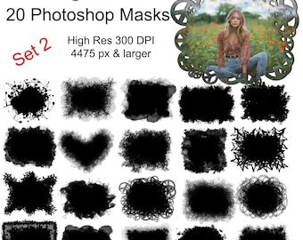 Superposiciones de máscaras de marco de pintura de acuarela, máscaras, máscaras de recorte, máscaras de fotos, superposiciones PNG, superposiciones de fotos, superposiciones de pintura de tinta, edición de Photoshop