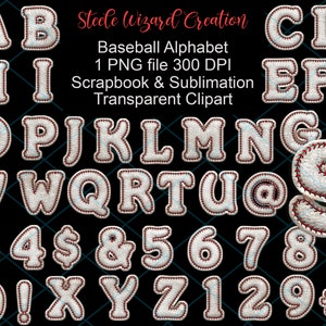 Baseball Font, Baseball Letters, Sports Clipart, Baseball Alphabet, Baseball Clipart, Baseball Stitches, Sublimation Clipart Letters