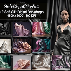 Silk Digital Backdrops, Smooth Flowy Silk Backgrounds, Colorful Pastel Material Digital Photography Backdrops, Studio Backgrounds