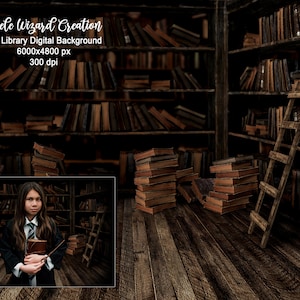 Digital Backdrop, Library Background, Magic Backdrop, Vintage Library Background, Fairy Tale Backdrop, Books Background, Dark Academia