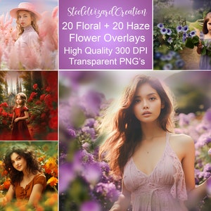 Flower Overlays, Digital Floral Photoshop Textures, Flowering Depth, Summer Overlays, Digital Floral Photoshop Art Frames, Foreground Blur