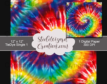 Rainbow Tie Dye Seamless Digital Paper, 1 Paper,  Rainbow Tie Dye Download, Scrapbook Paper Pack, Tie-Dye Print, Groovy Retro, Tie-Dye